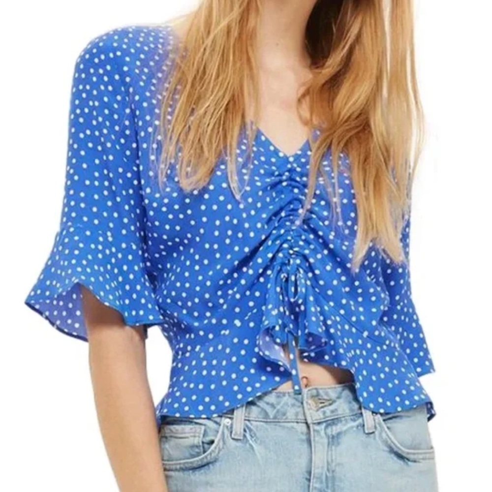 Topshop Ruby Polka Dot Ruched Front Top